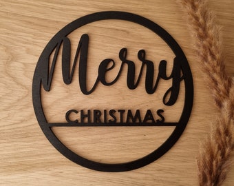 Door wreath "Merry Christmas" made of wood - wooden sign - decoration - gift - Christmas