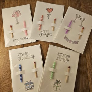 Geburtstagskarte - Grußkarte - Karte mit Kerze und Streichholz - Happy Birthday - Lass dich feiern