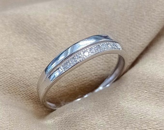 Bague de fiançailles en or 14 carats, bague de mariage minimaliste, bague de mariage en diamant, bague en or empilée, alliance