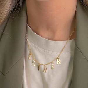 Collar con nombre de oro, Collar con iniciales, Collar personalizado, Collar minimalista con nombre, Collar para mujer, Regalos de Navidad
