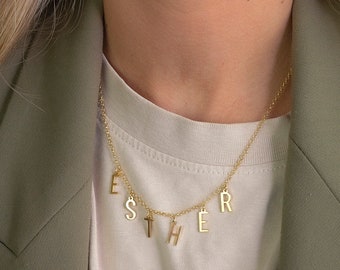 Goldene Namenskette, Initialen Halskette, personalisierte Halskette, minimalistische Namenskette, Damen Halskette, Weihnachtsgeschenke