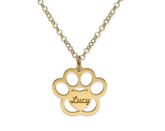 Dog paw necklace, Personalized paw necklace with name, personalized name necklace, dog mom necklace, dog name jewelry