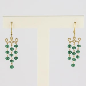18K Gold Earrings, Emerald Earrings, May Birthstone, Emerald Gift, Emerald Jewelry