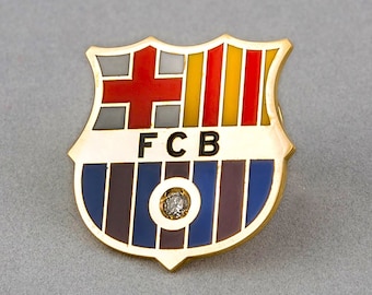 Épinglette en or du FC Barcelone, insigne de l’équipe de football, bouclier de Barcelone en or 18 carats avec diamants, fait main, logo du FC Barcelone