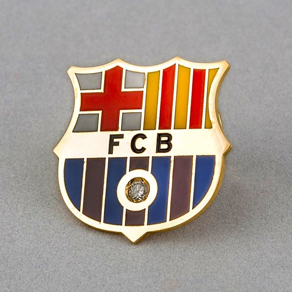 Épinglette en or du FC Barcelone, insigne de l’équipe de football, bouclier de Barcelone en or 18 carats avec diamants, fait main, logo du FC Barcelone
