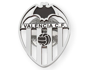 Pin Valencia Insignia Equipo de Fútbol Plata de Ley 925 Hecho a Mano, Regalo, Unisex, Emblema