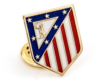 Épingle d’or de l’Atlético Madrid, insigne de l’équipe de football, bouclier de l’Atlético, épinglette en or 18 carats avec diamants, faite à la main, Atlético de Madrid