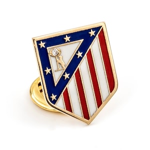 Pin Atlético Madrid de Oro, Insignia Equipo de Fútbol, Escudo Atlético, Pin de Oro 18K con Diamantes, Hecho a mano, Atlético de Madrid