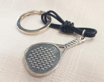 Padel racket keychain, Padel keychain, Padel racket keychain, Silver keychain, Padel gift, Racket keychain, Sports keychain