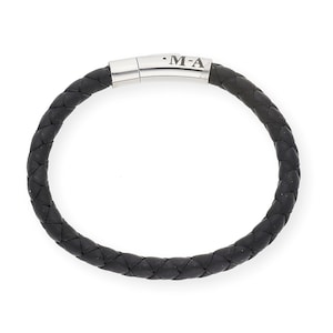 Engraved Leather Bracelet, Personalized Men&#39;s Leather Bracelet, New Dad Gift, Initial Bracelet, Men&#39;s Jewelry
