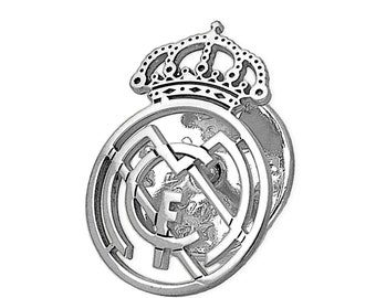 Real Madrid Pin, Football Team Badge, Real Madrid Crest, 925 Sterling Silver Badge, Handmade, Gift, Unisex, Emblem