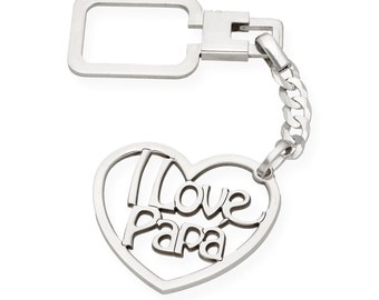 Schlüsselanhänger für Papa, Geschenk zum Vatertag, Silberner Schlüsselanhänger, Herz-Schlüsselanhänger, Geschenk für Papa, personalisierter Schlüsselanhänger