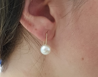 Südsee-Perlenohrringe, Südsee-Perlenohrringe, 18K-Goldohrringe, weiße australische Perlen, echter Perlenschmuck