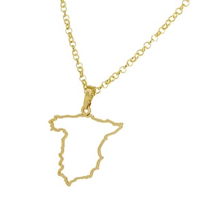 Collier Espagne, Collier en argent espagnol, Souvenir d'Espagne, Cadeau d'Espagne, Souvenir d'Espagne, Collier carte d'Espagne, Collier espagnol