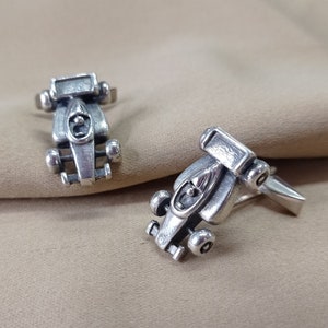 Auto-Manschettenknöpfe, Rennauto, Rennauto-Manschettenknöpfe, Lenkrad-Manschettenknöpfe, silberne Manschettenknöpfe, Hochzeitsgeschenk, Bräutigam-Manschettenknöpfe