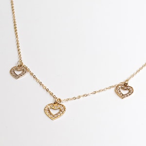 Heart Necklace, 18K Gold Necklace, Diamond Choker, Delicate Diamond Necklace, Diamond Heart Necklace, Heart Pendant