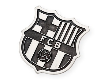 Pin Barcelona FC, Pin de Plata 625, Escudo Barcelona, Insignia de Plata de Ley 925, Pin de fútbol, Regalo para el, Regalo de fútbol