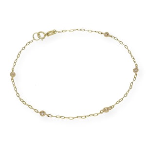 18k massief gouden diamanten armband, Diamond Station armband, Diamond Bezel armband, sierlijke Daimond armband