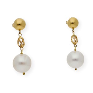 Pearl Earrings, Real Pearl Earrings in 18K Gold, Natural Round Pearl Earrings, Pearl Jewelry, 18K Gold Earrings