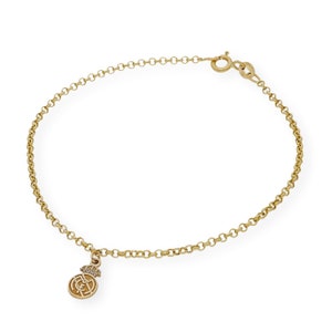 Real Madrid Bracelet, Real Madrid Shield, 18K Gold Bracelet, Real Madrid Gift, Bracelet with Real Madrid Charm, Gift for Him