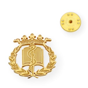 Pin Medicina Insignia Profesional Plata de Ley 925, Oro 18K, Insignia Dorada, Regalo de Graduación, Emblema Profesional, Hecho a Mano imagen 2