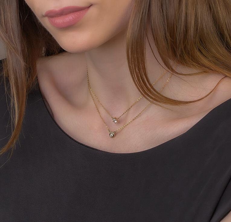 Delicate Diamond Necklace | Diamond Necklace | Diamond Solitaire Necklace | Diamond Solitaire Prong Set Necklace