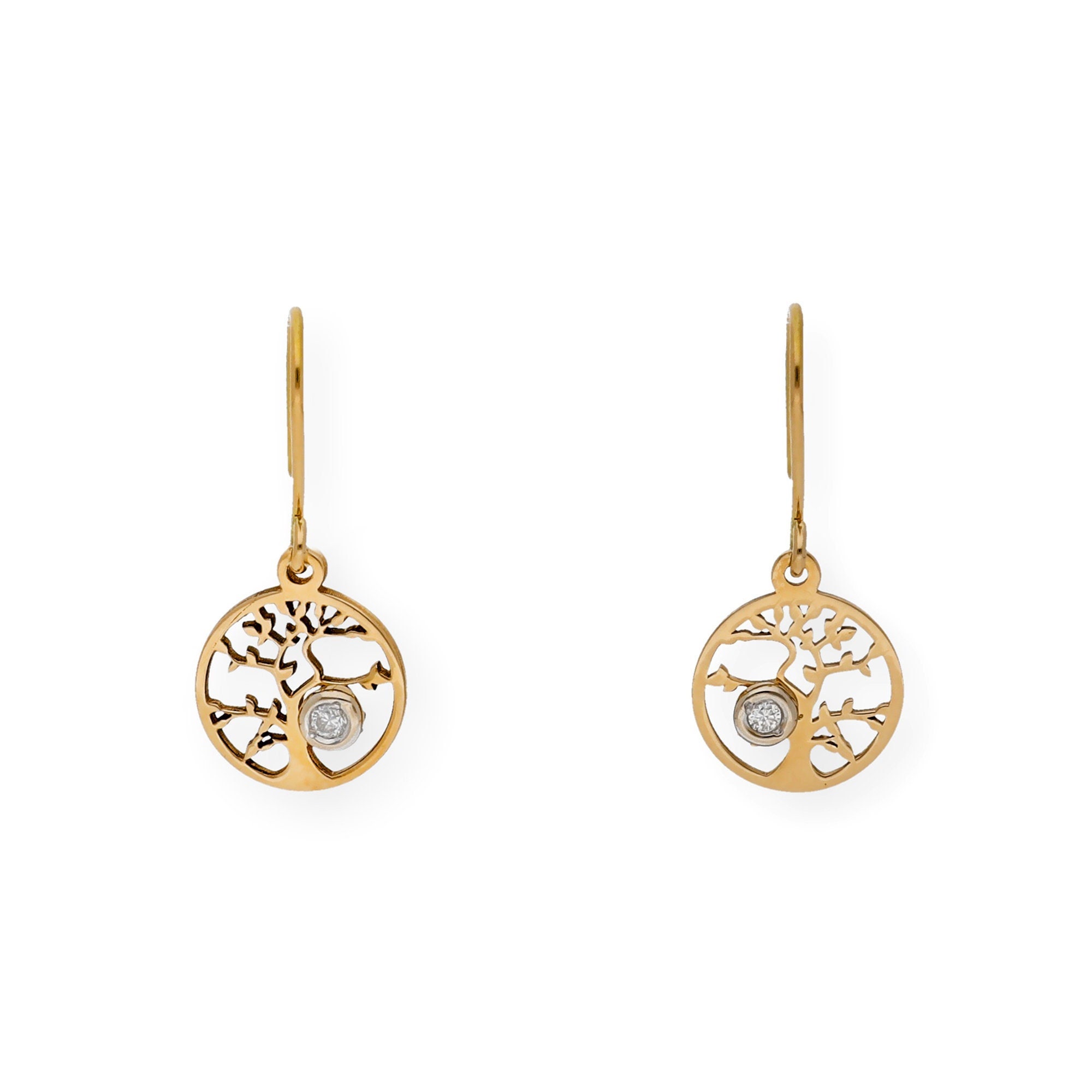 Tree of life earrings, tree of life pendant, minimalist gold earrings, small diamond earrings, gift for her