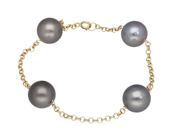 Tahitian pearl bracelet, black pearl bracelet, 18K gold bracelet, Tahitian pearl jewelry, Tahitian pearl, natural pearl bracelet
