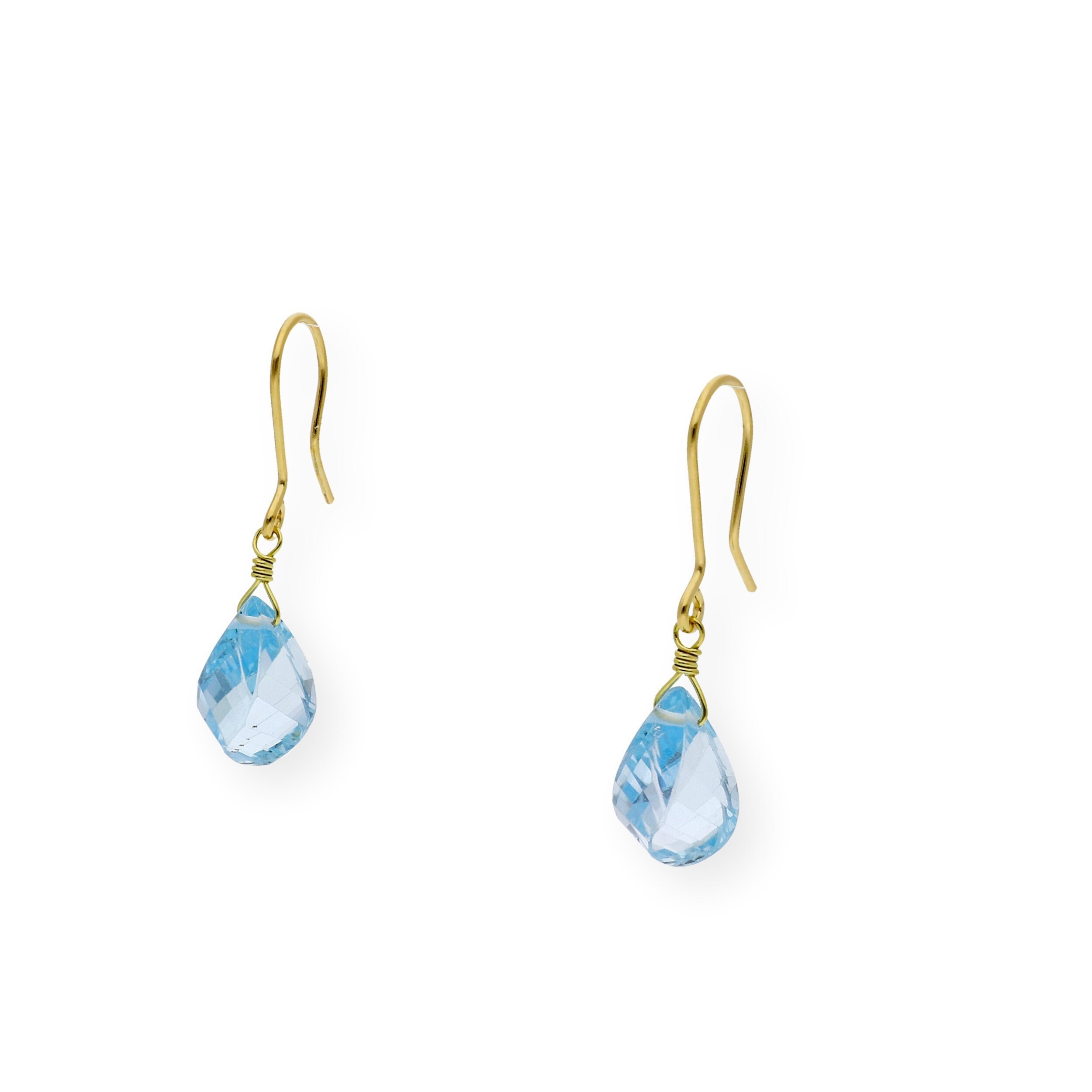 Topaz and 18K Gold Earrings, Topaz Earrings, 18K Gold Earrings, Blue Stone Earrings, Topaz Jewelry, Gift for Her
