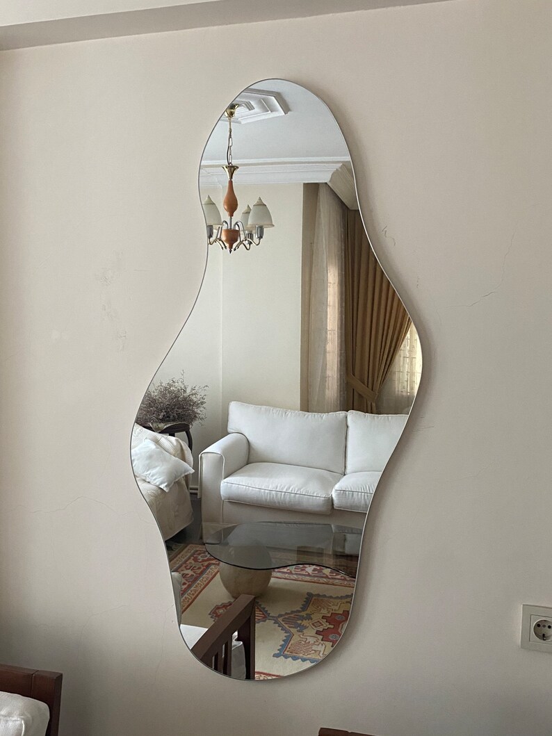 Asymmetric Wavy Mirror Full Length Mirror Curved Mirror Etsy
