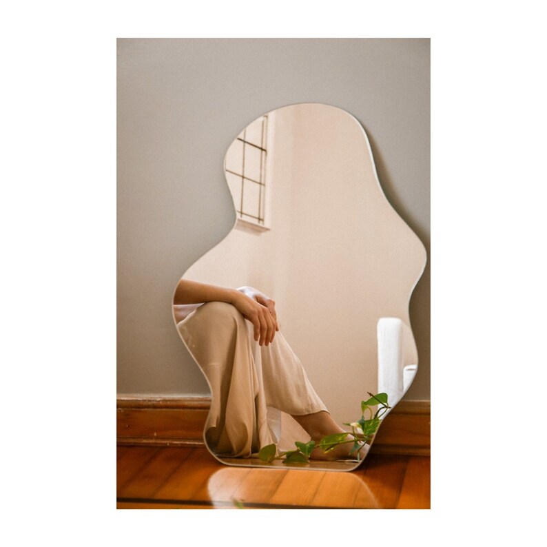 Asymmetric Wavy Mirror Asymmetrical Mirror Full Length Etsy