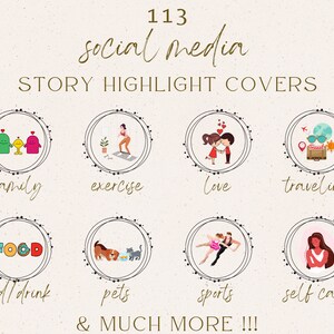 113 LIFESTYLE Social Media Story Highlight Icon Covers - 15 Different Categories - Instant Download - Insta Highlight Icons - Lifestyle Icon
