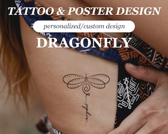 dragonfly custom tattoo, dragonfly poster, personalized tattoo, custom tattoo, name tattoo, hope change and love symbol, digital item