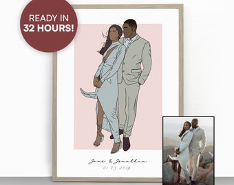 Custom Digital Illustration | Digital Portrait | Couple Digital Portrait | Custom Portrait | Gift for Her | Family Gift | Boho Portrait