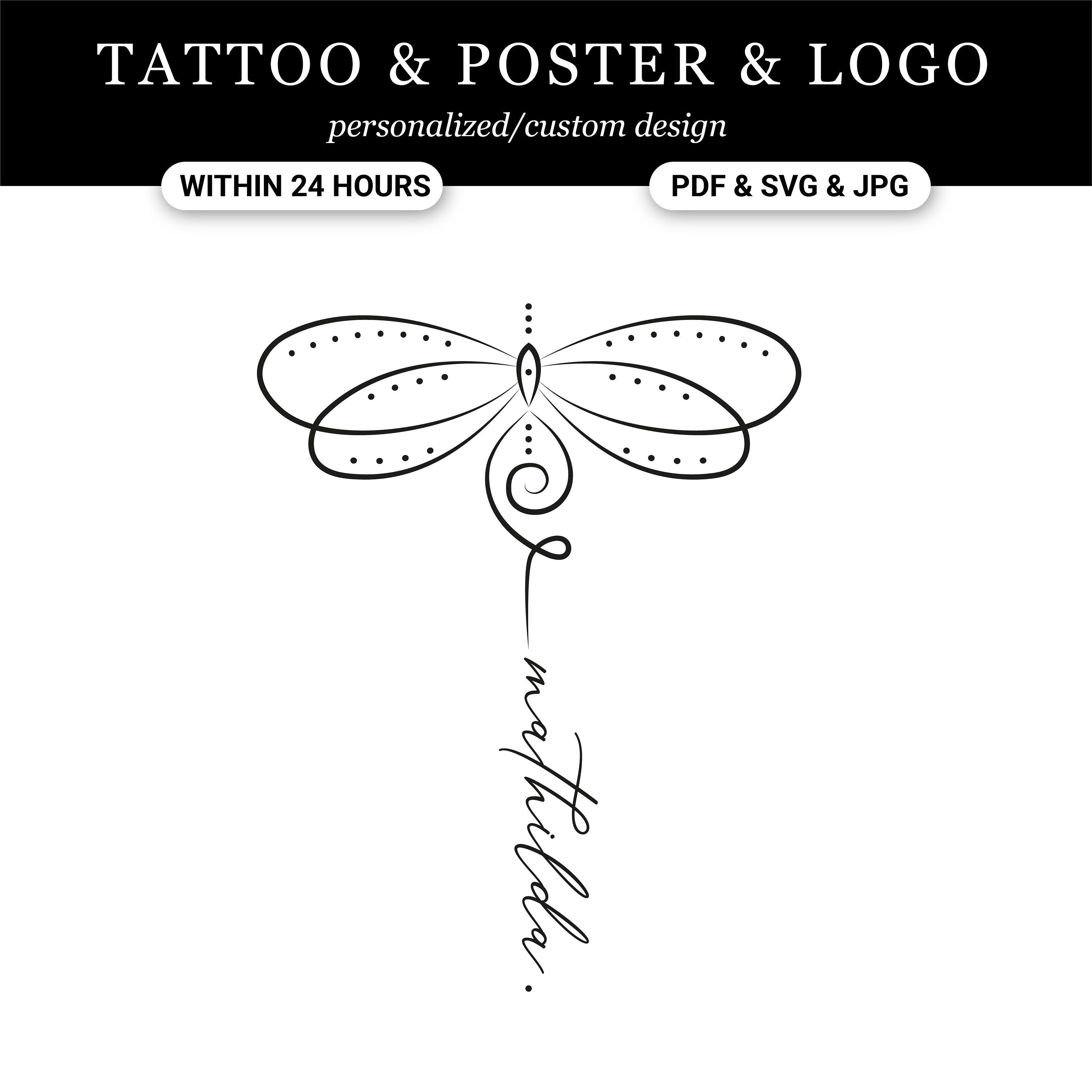 Dragonfly Custom Tattoo, Dragonfly Poster, Personalized Tattoo, Custom