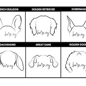 Pet Name Tattoo, Dog Name Tattoo, Pet Poster, Dog Photo Art, Pet ears custom line drawing, Custom Dog SVG From Photo, Custom pet tattoo