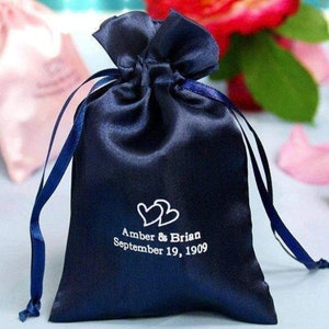 100 Pack - 5x7&quot; Personalized Wedding Favors, Satin Drawstring Bags