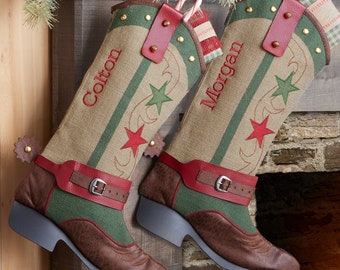 Cowboy Boot Personalized Christmas Stocking