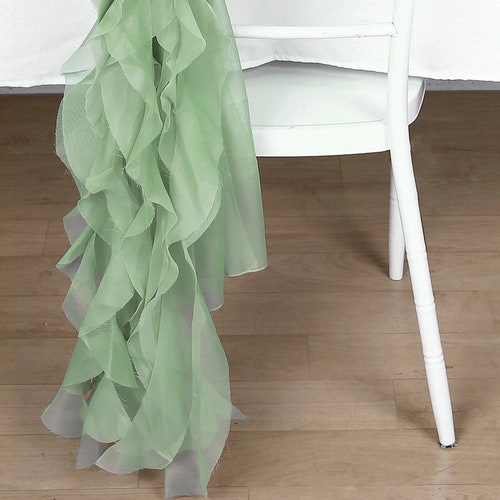 Sage Green Chiffon Hoods With Ruffles Willow Chiffon Chair shops Sashes