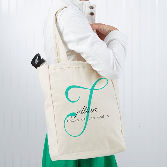 Name Meaning Monogram Personalized Large Canvas Tote Bag