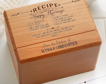 Recipe For A Happy Marriage Personalized Recipe Box