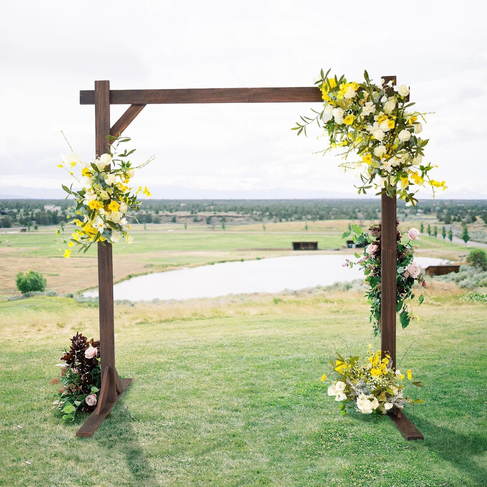 7ft Heavy Duty Wooden Square Wedding Arch Photography Backdrop Stand