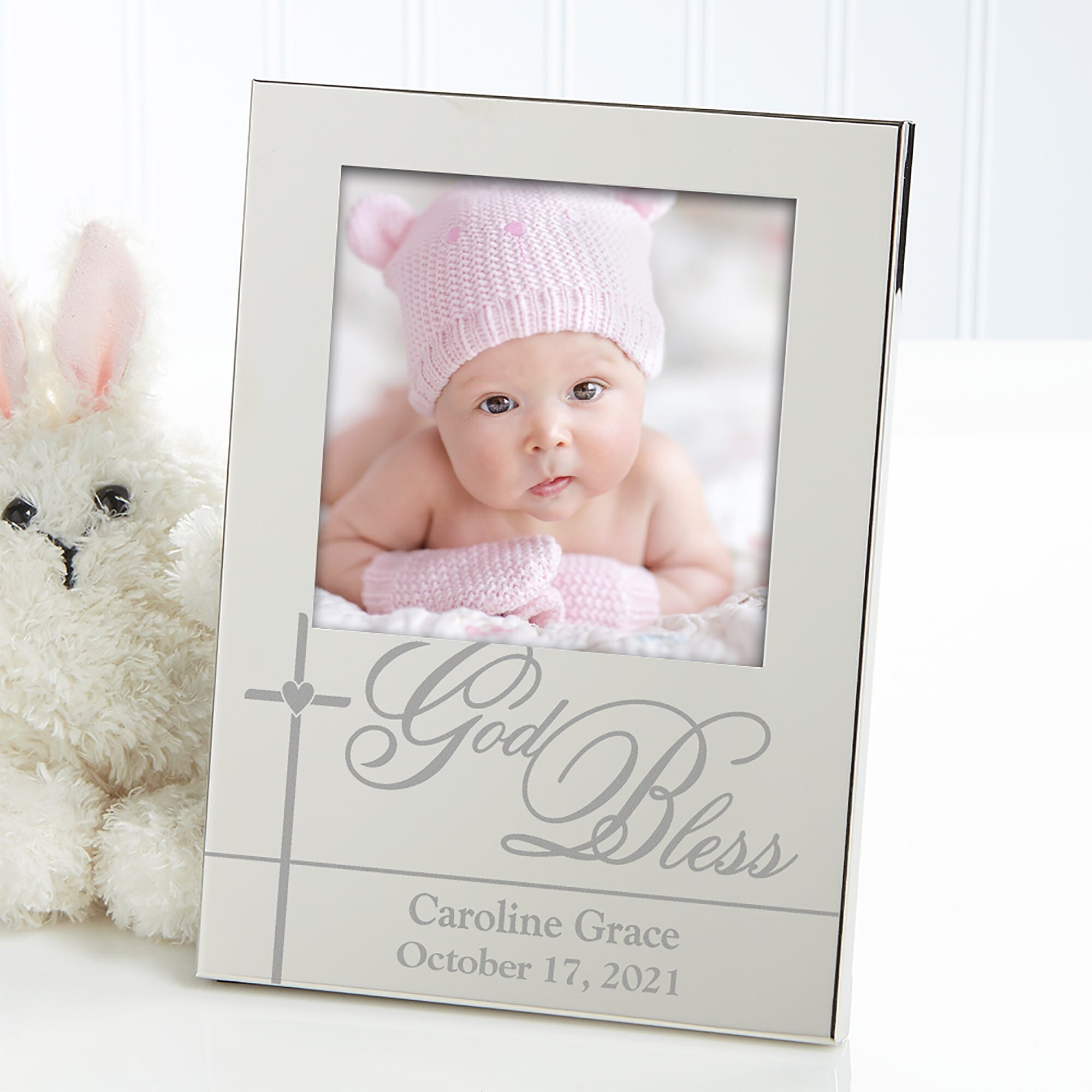 God Bless Baby Cream Cross Musical Picture Frame main image 0