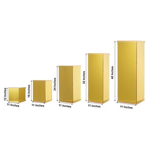 Set of 5 - Gold Mirror Finish Acrylic Pedestal Risers - Display Boxes ...