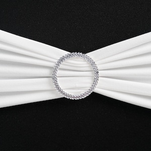2&quot; Silver Rhinestone Acrylic Chair Sash Buckles, Round Diamond Ribbon Sliders
