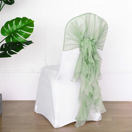 Sage Green Chiffon Hoods With Ruffles Willow Chiffon Chair shops Sashes