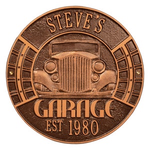 Vintage Car Personalized Aluminum Garage Plaque