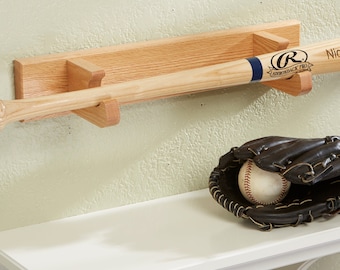Vankcp 2 Set Baseball Stand Display Holder Baseball Bat Holder with Wooden Baseball Bats 3 Mini Bat and Wooden Circles 