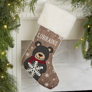 Holiday Bear Family Personalized Christmas Stocking