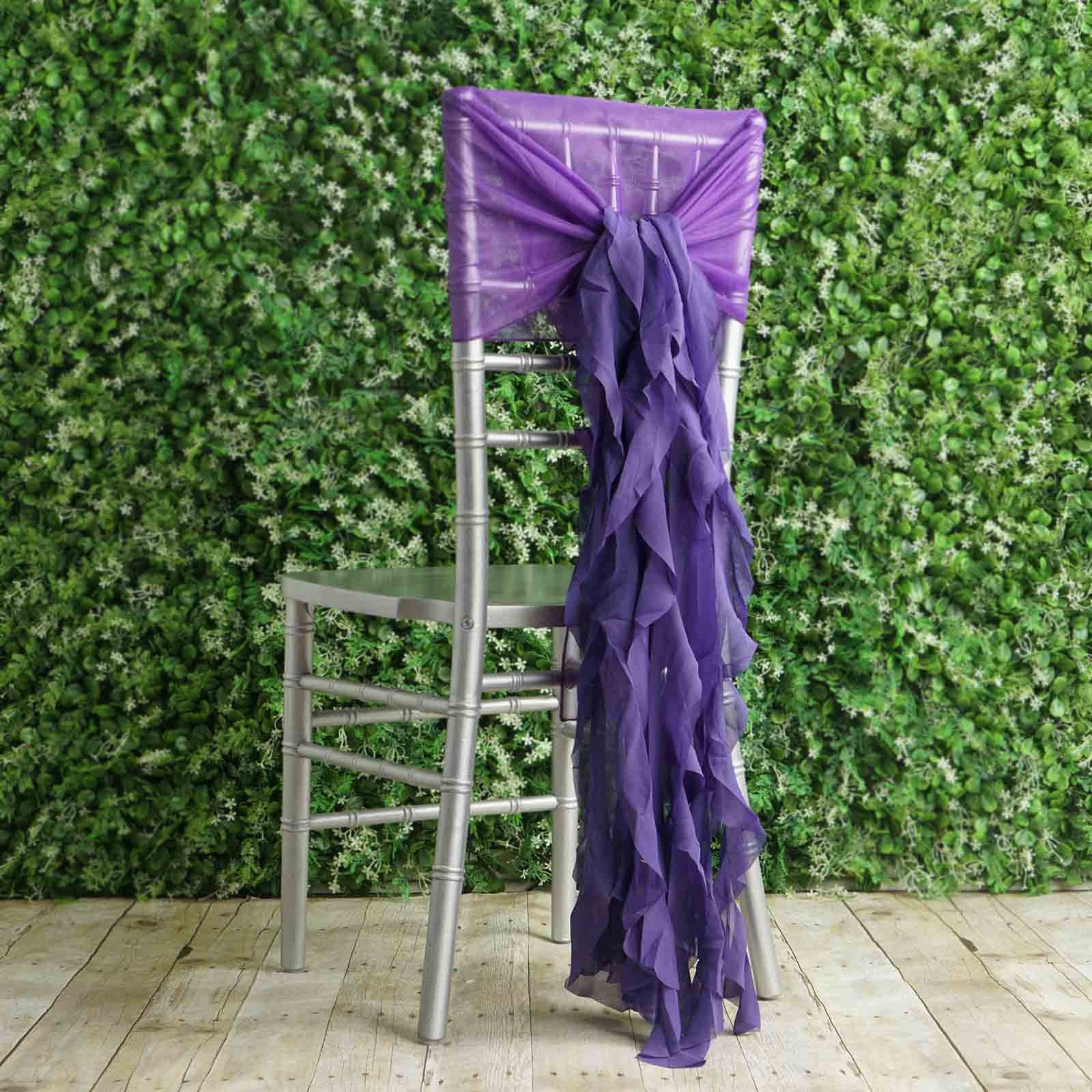 Purple Chiffon Hoods With Ruffles Willow Chiffon Chair Sashes Etsy